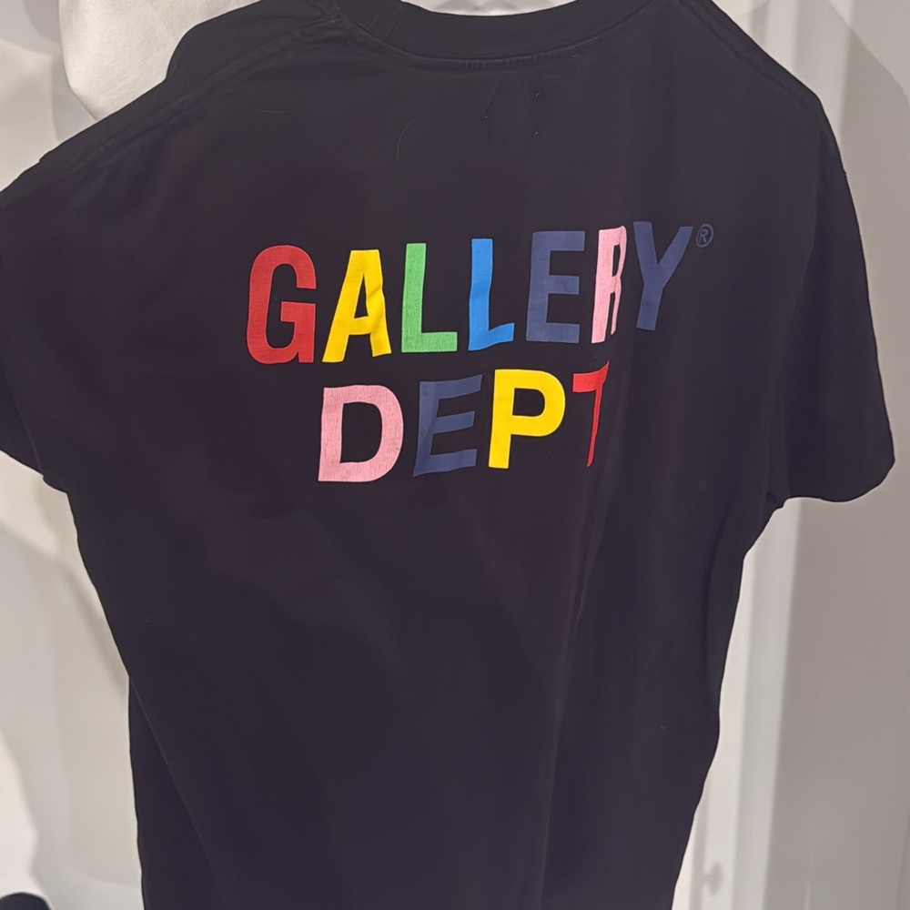 Gallery Dept Black T-Shirt with Multicolor Logo